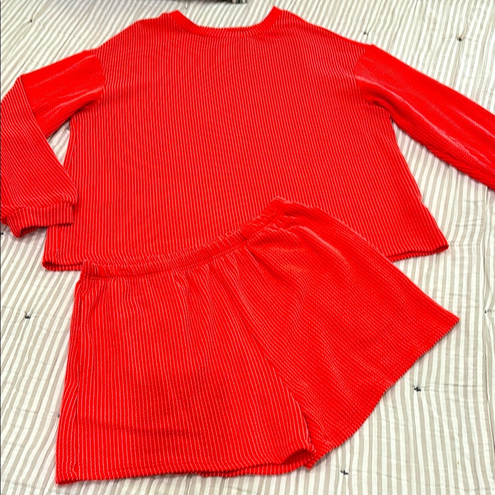 Vibrant Red/Coral Two-Piece Set